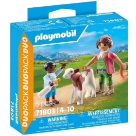 71803 Playmobil Duopack Farmer With Child And Calf 5 Pcs Toy Building Kit