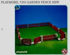 7292 Playmobil Garden Fence Add On. Rare New In Package