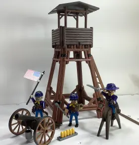 7402-3057 Playmobil Fort Tower Watchtower Set 7402 And Civil War Artillery 3057 3812