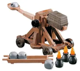 7700 Playmobil Set - Catapult Trebuchet Weapon Fire Stones Add On New In Bag