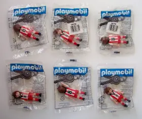 7874 Playmobil Lot Of 6 Soccer Boy Figure Player Keychain New Birthday Party Favors