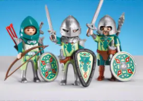 7973 Playmobil 3 Green Dragon Knights W Weapons New Add-on Package 2010
