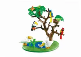 7994 Playmobil Nip Safari - Exotic Birds With Tree Parrots Toucan Pelicans