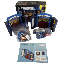 9176 Playmobil Nhl Locker Room Play Box - Lot Of 2 Complete Sets