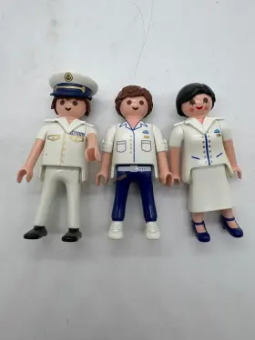 9216 Playmobil Cruise Ship Officers 3 Figures Lot Captain Crew Female Officer