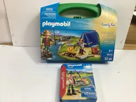 9232-70063 Playmobil Set 9323 Camping Adventure Carry Case And 70063 Fisherman New - Canoe