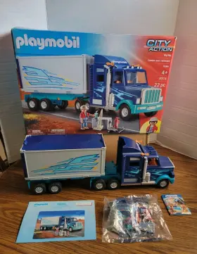 9314 Playmobil City Action Big Rig Semi Truck Driver Accessories 100% Complete