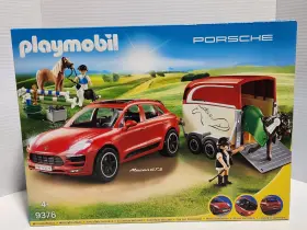 9376 Playmobil Porsche Macan Gts W Light Effects Horses Trailer Dog New 2018