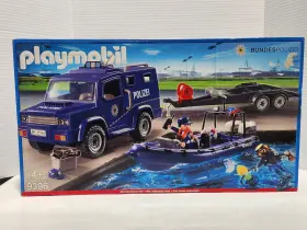 9396 Playmobil Federal Police Truck W Speedboat Trailer Diving Gear Guns New 2017