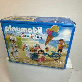 9426 Playmobil Ice Cream Bike Cart Family Fun Playset - New In Box 35 Pieces