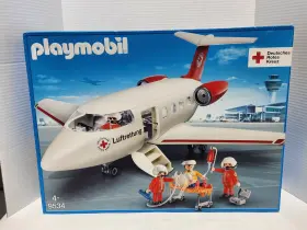 9534 Playmobil Red Cross Plane Rescue Crew Patient Guerney Iv New 2018