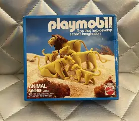 9763 Playmobil 1984 Animal Series Lions With Box And All 5 Figures-w/o Booklet