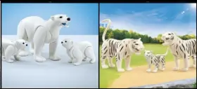 9872-9833 Playmobil Zoo Animals Sets 9872 White Tigers And 9833 Polar Bears Family New
