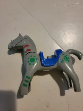 Acfb7 Playmobil Playmobile Grey Indian Pony With Blanket Saddle Animal Figure Toy
