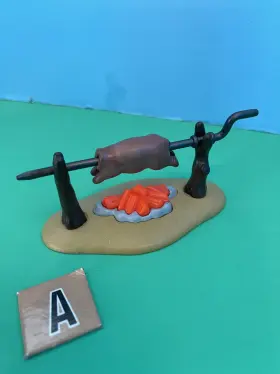From-3794 Playmobil Roasting Pig On Spit Over Fire-a From 3794 Pirate Western Castle 3666