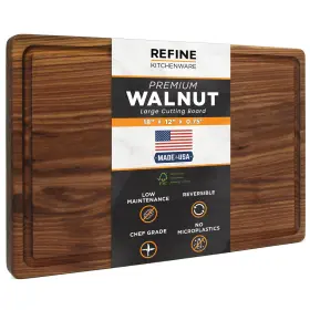 W18g Refine Kitchenware Black Walnut Cutting Board 18x12x.75 Inch Made In Usa Premium Butcher Block