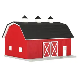 Rvd1004 Revd Toys Llc 1/64 Red Hip Roof Barn With White Trim And Shingled 3d Printed