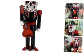 70085 Santas Workshop 14 Inch Day Of The Dead Nutcracker Black