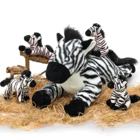 L-034 Tezituor 5-in-1 Zebra Stuffed Animals Family Set 25 Inch Realistic Mommy Stu