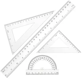 550503 Thinp 1 4 Pieces Ruler Set Includes 12 Inch Straight Triangle And P