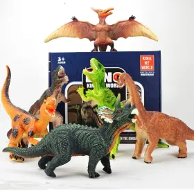0414 Yaoasen 6pc Jumbo Dinosaur Set 13-15 Inch Blue Velociraptor And T-rex Soft Toys... Fast Ship