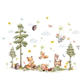 Ms7152qt89 Yyll 77ys Forest Animals And Plant Wall Sticker Features A Playful Scene Easy Peel Stic