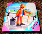Playmobil Set 4682 - Janitor With Broom Sweeper Bucket Cones New Sealed Special. Price: $8.00.