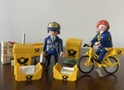 Playmobil Carriers Postal Workers With Bike, Mailbox, Letters, Package Used. Price: $30.00.