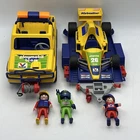 Playmobil 3603 Formula Racing Car & 3618 Truck Trailer + Figures Valvoline Set Used. Price: $99.99.