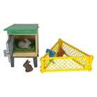 Playmobil Lot Hutch 3 Rabbits Yellow Fences Farm Animal Used. Price: $7.50.