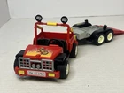 Playmobil 1988 Vintage 3754 Red Jeep And Motorcycle Trailer Incomplete Used. Price: $18.00.