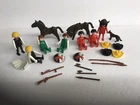 26 Pc Vtg Lot 1974 Geobra Playmobil Figures Horse Dog Hat Weapon Shield Western Used. Price: $12.99.