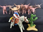 Playmobil 3749 Longhorn Trail Western Bulls Figure Lasso Cactus Rifle Gun Used. Price: $89.99.