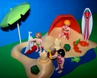 Playmobil 4149 The Beach Holiday Vacation Sand Castles Boat Umbrella Toys Used. Price: $17.99.