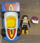 Playmobil (S320) Racing Motor Cross Number 1, 3044 Figure Helmet And Race Car Used. Price: $15.00.