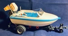 Speedboat White & Blue With Outboard Motor And Trailer Playmobil Geobra Used. Price: $12.00.