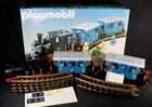 Vintage 1985 Playmobil Geobra Model 4000 Electric Train Track Set Blue Cars Rare Used. Price: $725.00.