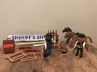 Playmobil 3423 Vintage Western Sheriff Office Parts Sign Horses Rifles Used. Price: $19.99.