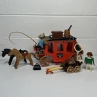 Vintage Playmobil Classic Western Stagecoach Wagon #3245 Horses Used. Price: $22.00.