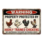 Funny Coop Decor "warning Highly Trained Chickens" Tin Sign - Rustic ... New. Price: $18.27.
