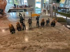 Playmobil Knights Novelmore Raiders 2 Horses 8 Figure Lot Weapons Armor Banner Used. Price: $52.00.
