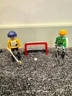 Vintage 1996 Playmobil 3869 Street Hockey Set Players, Stickers, Net And Pucks Used. Price: $10.00.
