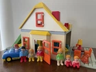 Playmobil 123 House W/blue Car, Kitchen, Bath, Extra Figures, Baby, Furniture Used. Price: $110.00.