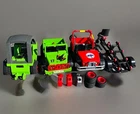 Playmobil No. 4189 3003 3041 Green Jeep ,forklift Red & Trailer Used. Price: $19.00.