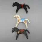 Playmobil Geobra Vintage 1974 White Tan & Black Lot 3 Horses Saddles Used. Price: $9.80.