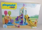 Playmobil 1.2.3: Adventure Tower With Ice Cream Booth New In Open Damaged Box. Price: $33.00.