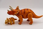 Playmobil Orange 9" Triceratops Dinosaur Figure W/ Baby Set 9434 The Explorers Used. Price: $12.00.