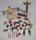 Vintage Playmobil Set Parts To 2960 - Teepee, Canoe, Horses, Sheriff, Campfire Used. Price: $14.12.