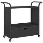 Outdoor Bar Cart 2-TIER Serving Rolling Utility Pe Rattan Vidaxl New. Price: $193.99.