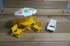 Playmobil Patio Furniture,table W/animal Umbrella,folding Chairs, Lounger, #7072 Used. Price: $22.00.